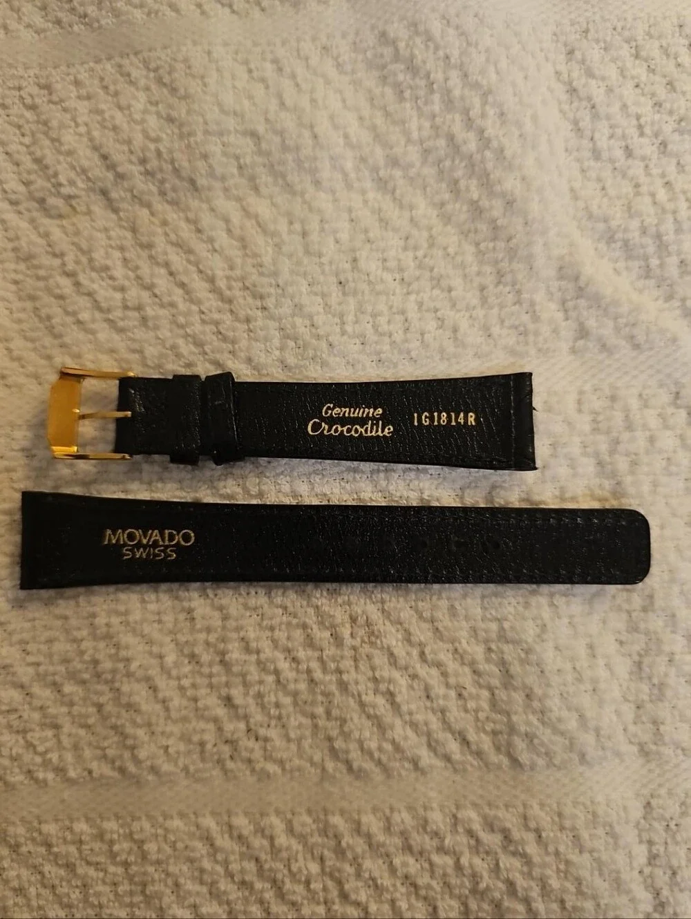 Vintage Movado 18mm Genuine Crocodile Black Watch Strap Swiss